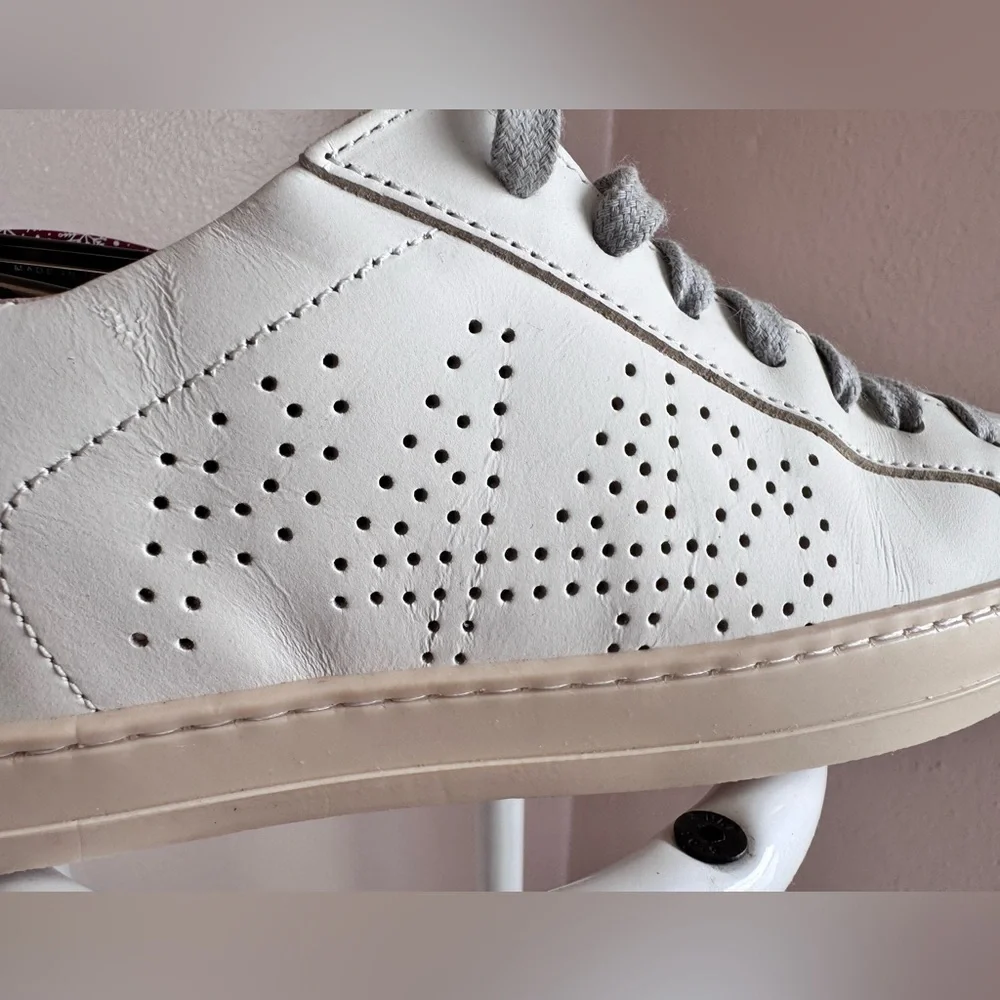 P448 John Silver White Sneakers with Pink Soles & Gray Laces - Size 37 - Picture 11 of 16